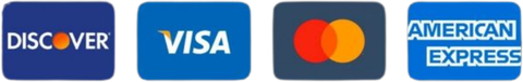 Discover, Visa, Mastercard and American Express accepted